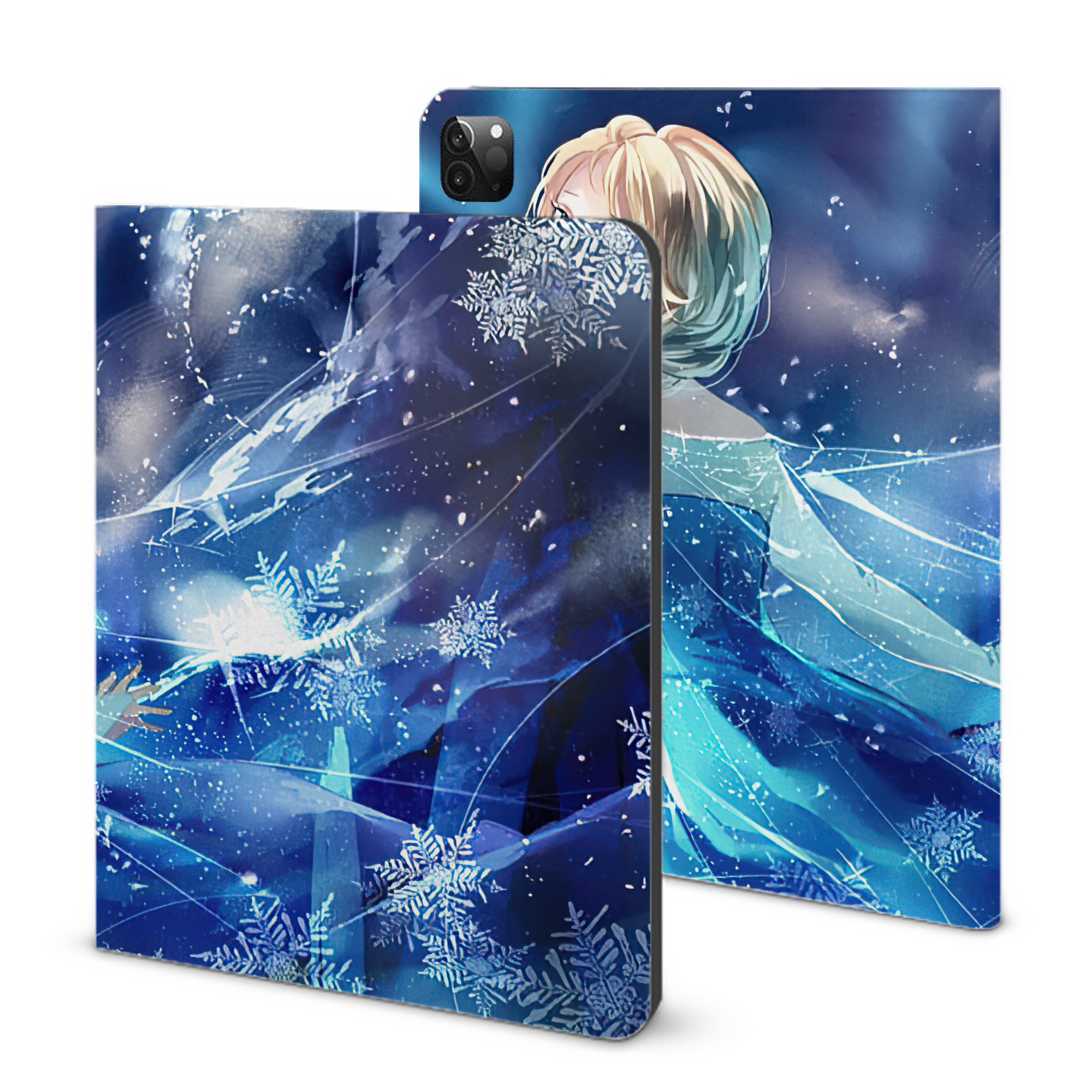 （画像用） アナと雪の女王 アンナ エルサ Frozen Anna Elsa IPadケース ペンホルダー付き ブックスタイルデザイン